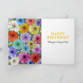 レトロネイビーパーソナライズされたブルー21歳のフローラ カード (内部)