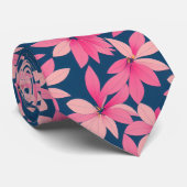 レトロネイビーピンク花柄 ネクタイ (ロール)