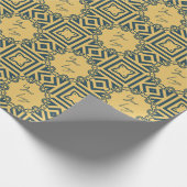 レトロネイビーブラウンパターカスタムンのビジネスロゴ ラッピングペーパー (角)