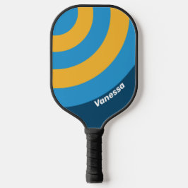 レトロネイビーブルーストライプサークル名 ピックルボールラケット