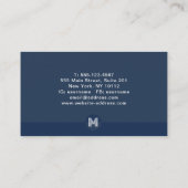 レトロネイビーブルーホワイトジオメトリックモダンモノグラム 名刺 (裏面)