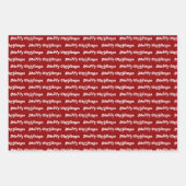 レトロネイビーブルー,赤グリーン&白メリークリスマス ラッピングペーパーシート (正面2)