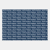 レトロネイビーブルー,赤グリーン&白メリークリスマス ラッピングペーパーシート (正面)