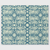 レトロネイビーラッピング紙と白い雪片 ラッピングペーパー (フラット)