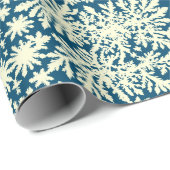 レトロネイビーラッピング紙と白い雪片 ラッピングペーパー (ロールコーナー)