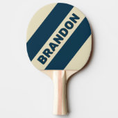 レトロネイビー名はっきりした付ストライプき3つのフェードイン 卓球ラケット (裏面)