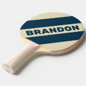 レトロネイビー名はっきりした付ストライプき3つのフェードイン 卓球ラケット (正面アングル)