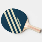 レトロネイビー名前ストライプ付き3つのフェードイン 卓球ラケット (横)