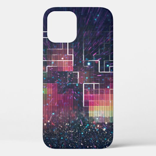 レトロネオンと幾何学的シームレスパターン Case-Mate iPhoneケース (裏面)