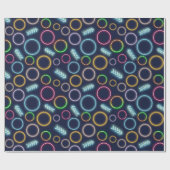 レトロネオンのダークライトのCiclesパターン ラッピングペーパー (フラット)