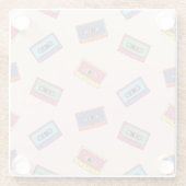 レトロネオンオーディオカセットテープパターン ガラスコースター (裏面)