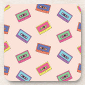 レトロネオンオーディオカセットテープパターン コースター (正面)