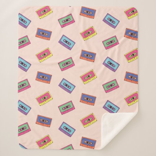 レトロネオンオーディオカセットテープパターン シェルパブランケット (正面)