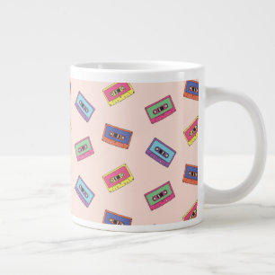レトロネオンオーディオカセットテープパターン ジャンボコーヒーマグカップ