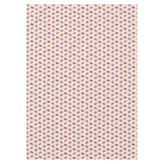 レトロネオンオーディオカセットテープパターン テーブルクロス (正面)