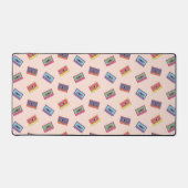 レトロネオンオーディオカセットテープパターン デスクマット (正面)