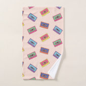 レトロネオンオーディオカセットテープパターン バスタオルセット (ハンドタオル)
