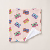 レトロネオンオーディオカセットテープパターン バスタオルセット (ウォッシュタオル)