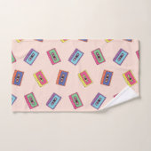 レトロネオンオーディオカセットテープパターン バスタオルセット (ハンドタオル)