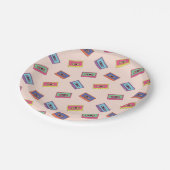 レトロネオンオーディオカセットテープパターン ペーパープレート (アングル)