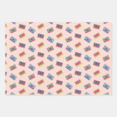 レトロネオンオーディオカセットテープパターン ラッピングペーパーシート (正面2)