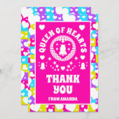 レトロネオンクイーンオブハート誕生日サンキューカード 招待状 (正面/裏面)