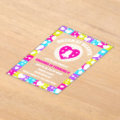 レトロネオンクイーンオブハート誕生日 アクリル招待状 (レイダウン)