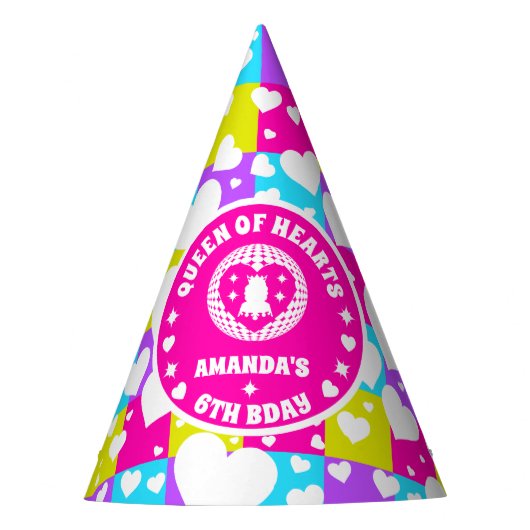 レトロネオンクイーンオブハート誕生日 パーティーハット (正面)