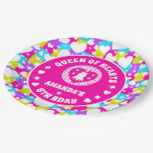 レトロネオンクイーンオブハート誕生日 ペーパープレート (アングル)