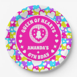 レトロネオンクイーンオブハート誕生日 ペーパープレート