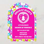 レトロネオンクイーンズオブハートバースデーパーティーアーチ 招待状 (正面/裏面)