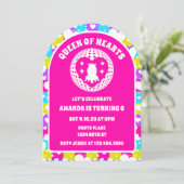 レトロネオンクイーンズオブハートバースデーパーティーアーチ 招待状 (スタンド正面)