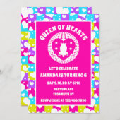 レトロネオンクイーンズオブハートバースデーパーティー 招待状 (正面/裏面)