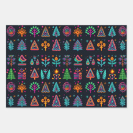 レトロネオンクリスマス ラッピングペーパーシート