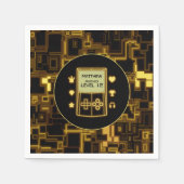 レトロネオンゲームボーイゲーマー子供の誕生日パーティー スタンダードカクテルナプキン (正面)