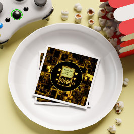 レトロネオンゲームボーイゲーマー子供の誕生日パーティー スタンダードカクテルナプキン