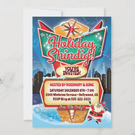 レトロネオンサインクリスマス招待状 招待状