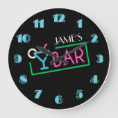 レトロネオンサインコーヒーカフェ ラージ壁時計 (正面)