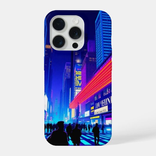 レトロネオンシティスケープポップアートiPhoneケース iPhoneケース (裏面)