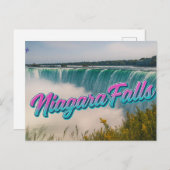 レトロネオンスクリプトナイアガラ秋ウォーターフォール葉書 ポストカード (正面/裏面)