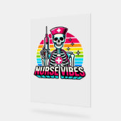 レトロネオンスケルトンナースおもしろい-不気味メディカルD アクリルサイン (傾斜)