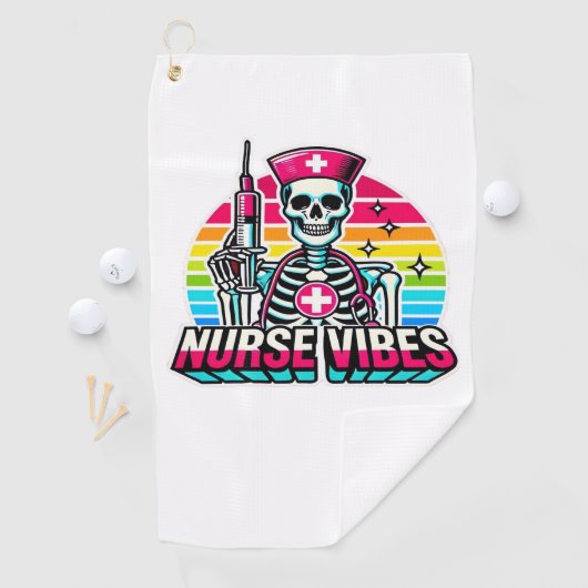レトロネオンスケルトンナースおもしろい-不気味メディカルD ゴルフタオル (インサイチュ)