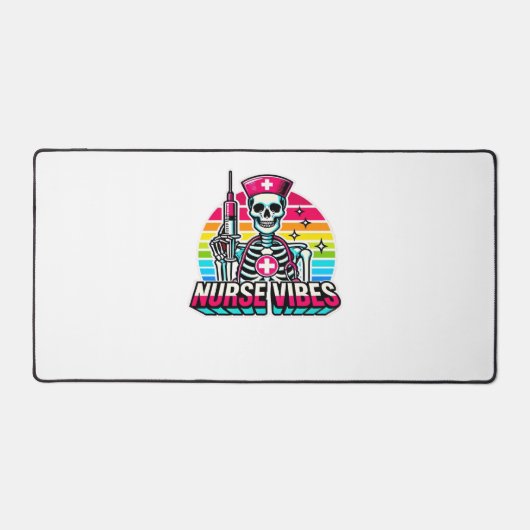 レトロネオンスケルトンナースおもしろい-不気味メディカルD デスクマット (正面)
