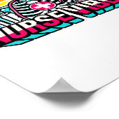 レトロネオンスケルトンナースおもしろい-不気味メディカルD ポスター (角)