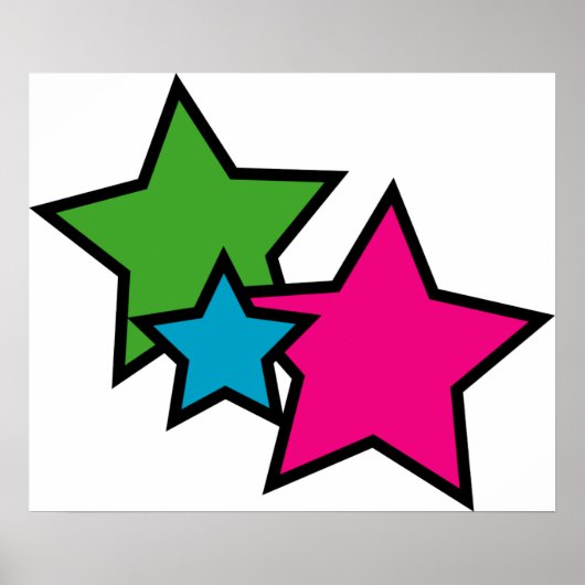 レトロネオンスター柄 ダインチングピンクブルー ポスター (正面)