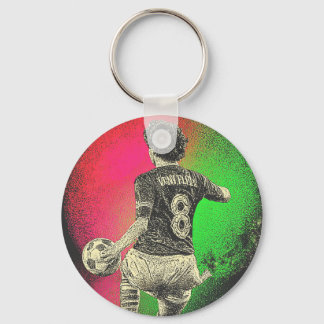 レトロネオンストライカー 80年代ベイパーウェーブ サッカーキーチェーン キーホルダー