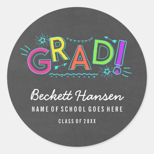 レトロネオンドードルシャルボード卒業 ラウンドシール (正面)