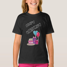 レトロネオンバブルテキスト ハッピーバースデー Tシャツ