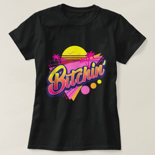 レトロネオンビッチンな美学デザイン Tシャツ (デザイン正面)