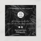 レトロネオンピンクのサインの感謝してい注目you black leaf スクエア名刺 (裏面)